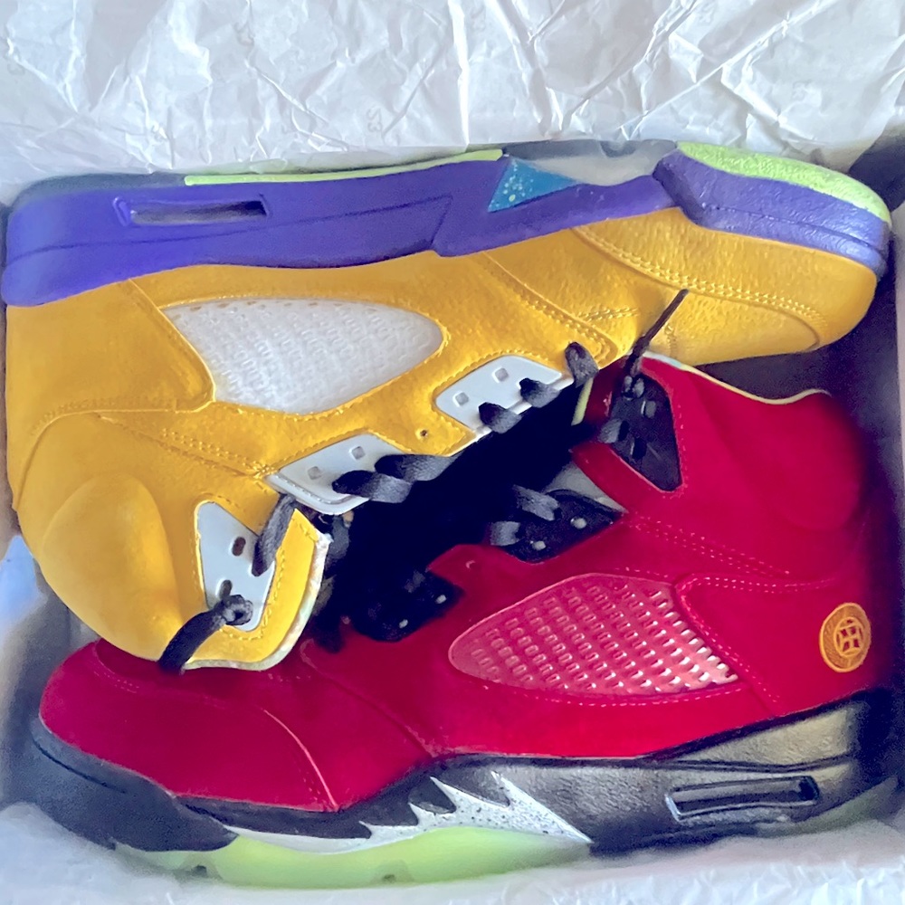 Jordan 5 what the with box like new condition . Open to trades size10.5/11 shoes